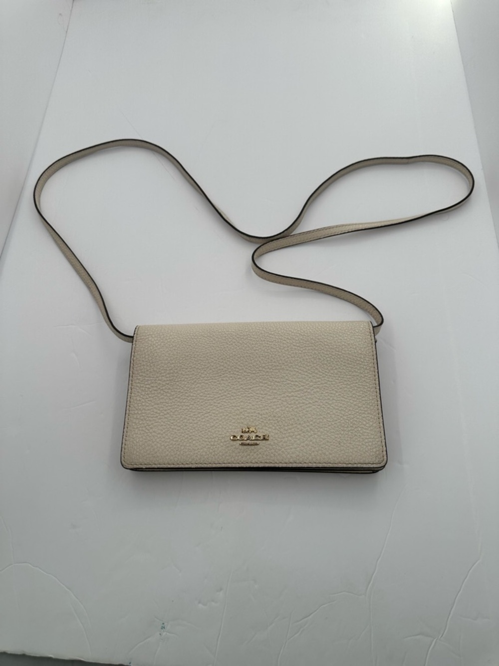 Coach Chalk Pebbled Leather Crossbody with Gold Logo - Picture 3 of 9